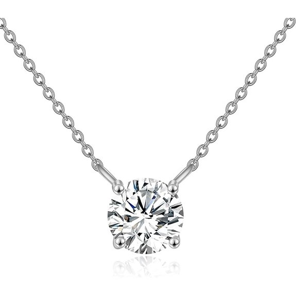 14K Solid Gold Moissanite Solitaire Necklace for Women