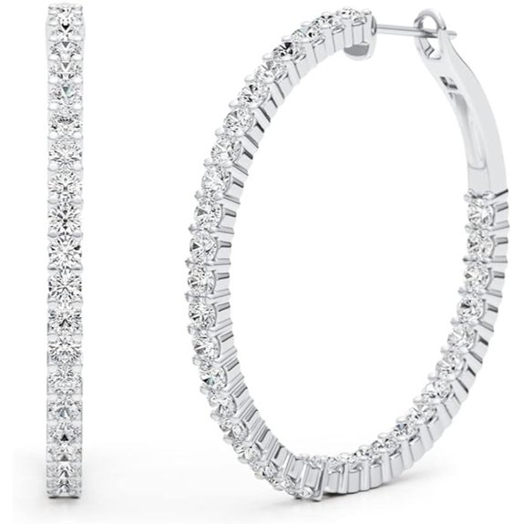 Moissanite Inside Out Hoop Earrings in Sterling Silver