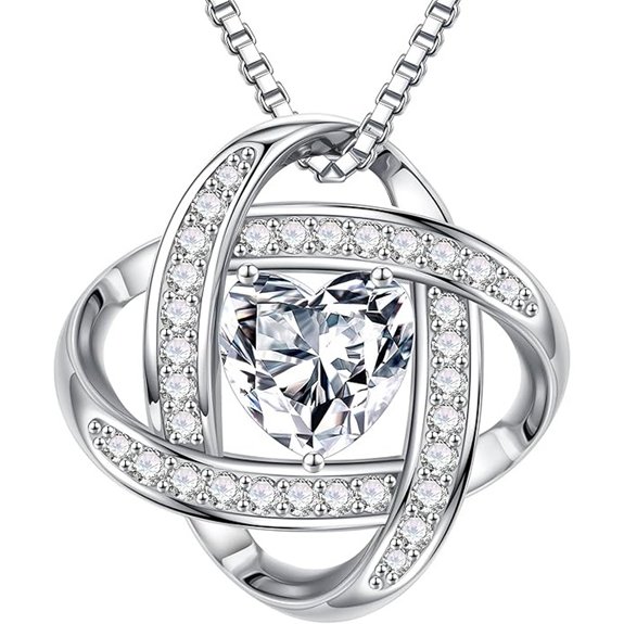 MOOSEA Sterling Silver Moissanite Love Knot Necklace