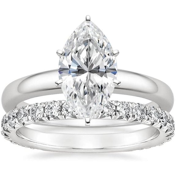 Marquise Moissanite Engagement Ring and Wedding Set