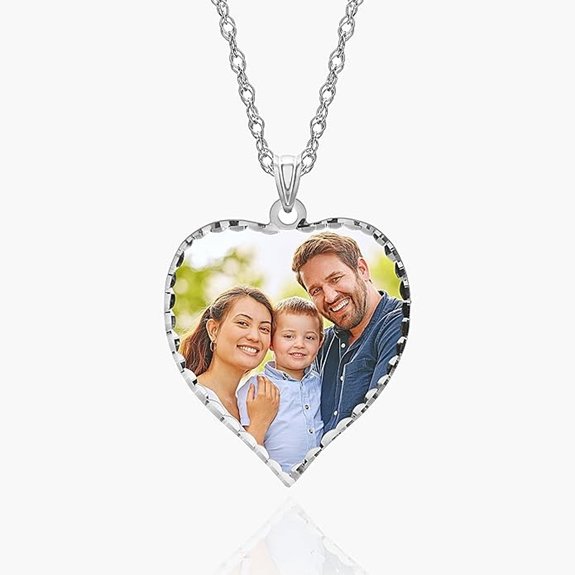 PicturesOnGold Personalized Photo Engraved Heart Necklace