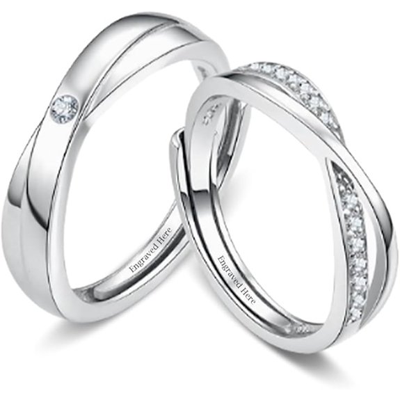 DIYA Personalized Moissanite Wedding Band Set for Couples