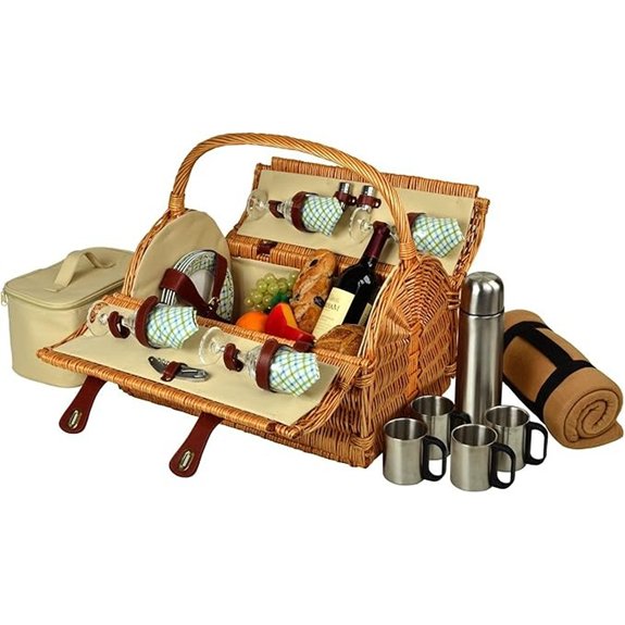 Yorkshire Willow Picnic Basket for 4 with Blanket