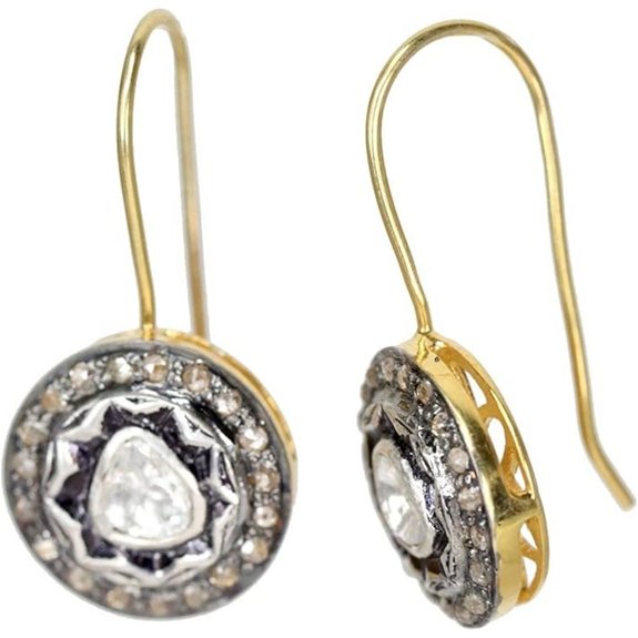 Genuine Rose Cut Pave Diamond Drop Earrings