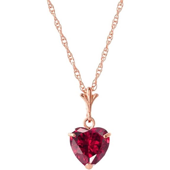 Galaxy Gold GG 14k Solid Rose Gold Pendant Necklace 1.45 ct Heart-Cut Ruby