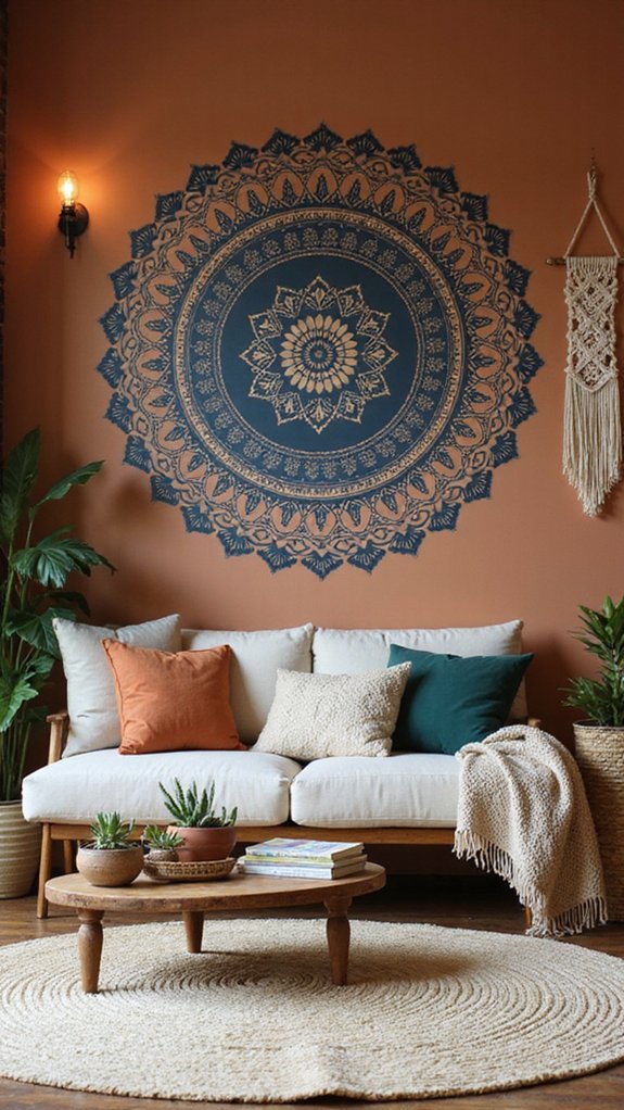 serene stenciled wall transformations