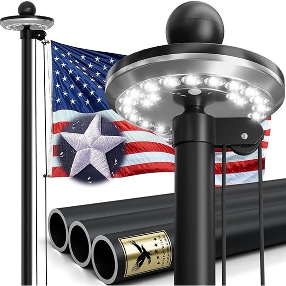 25FT Heavy Duty Flag Pole with Solar Light