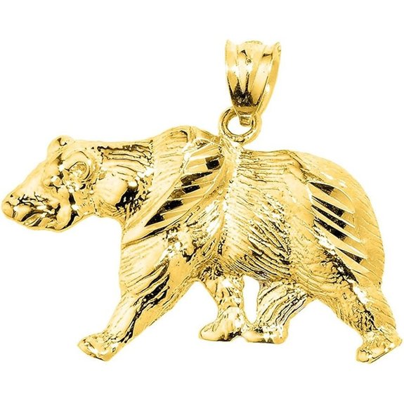 Animal Kingdom 10k Solid Yellow Gold Grizzly Bear Pendant
