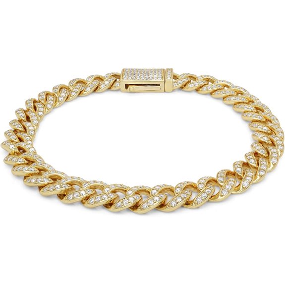 SAVEARTH DIAMONDS Men's 14k Gold Moissanite Bracelet