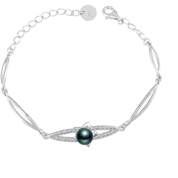 Anniversary Bracelet for Women with Tahitian Black Pearl