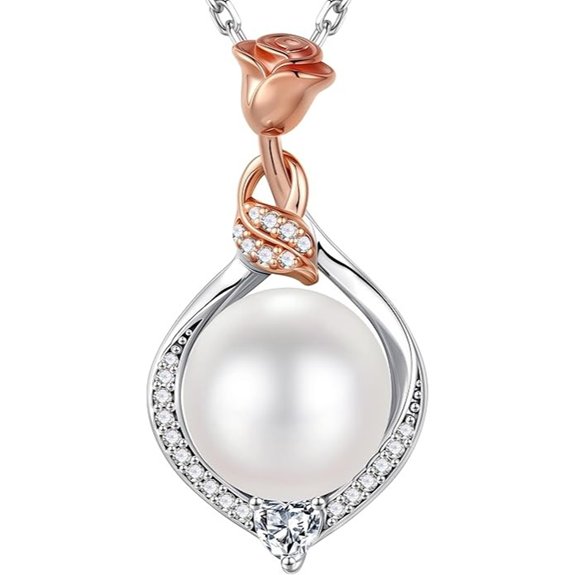 Iefil Tahitian Black Pearl Rose Flower Necklace