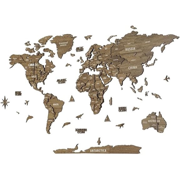 Colorfull Worlds 3D Wooden World Map Decoration