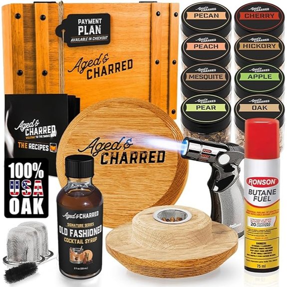 Whiskey Cocktail Smoker Kit with Torch & Flavors