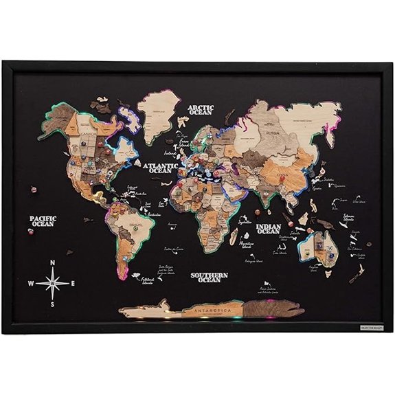 ENJOY THE WOOD Wooden World Map with LED Backlight